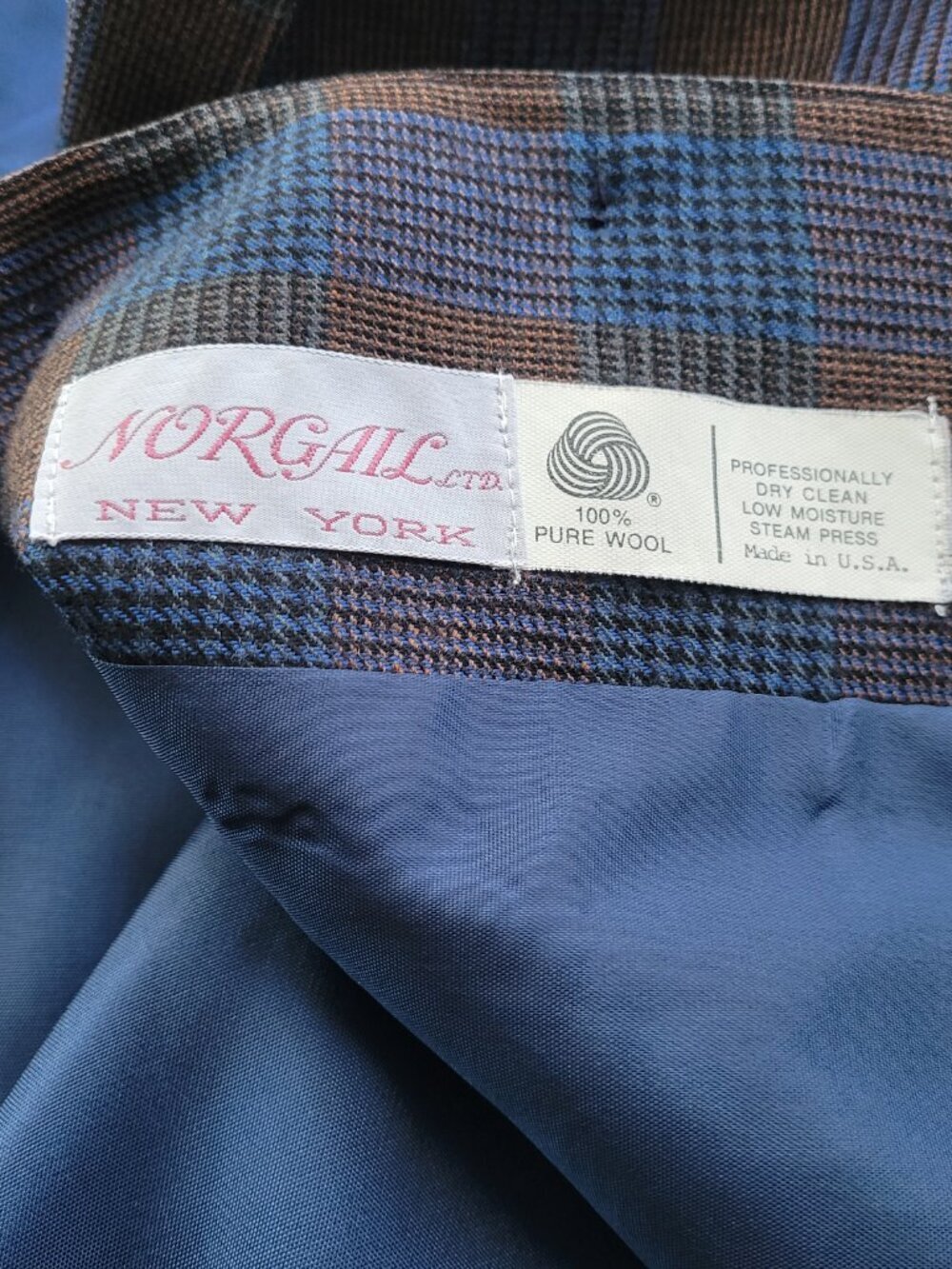 Vintage NORGAL LTD. New York Men’s 100% Wool Plaid Sport Coat Blazer 38R - Picture 5 of 16